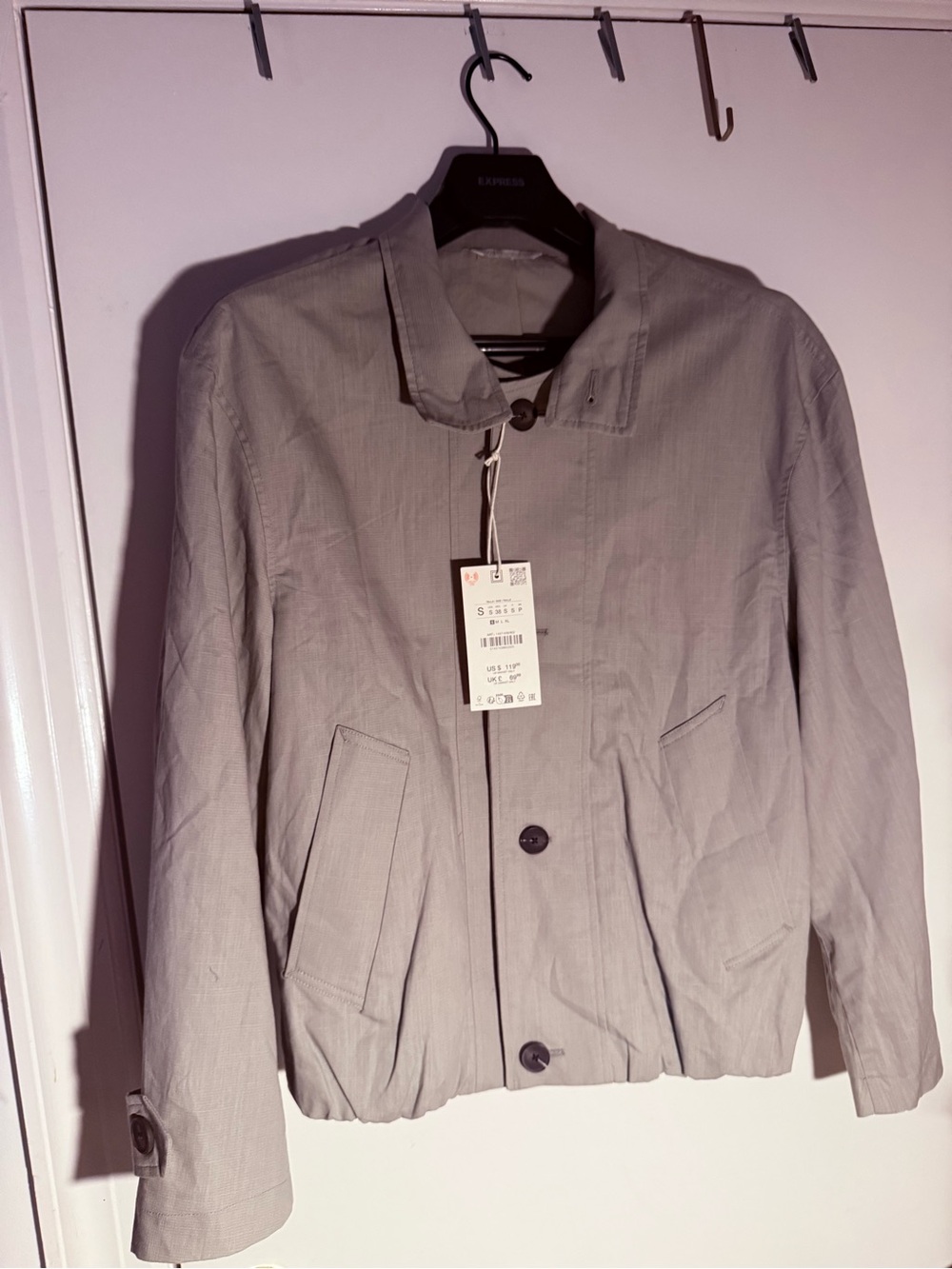 Light Gray Button-Front Casual Jacket